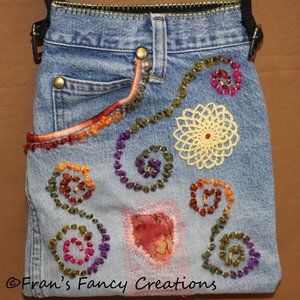 Handmade Denim Handbag Purse Crossbody